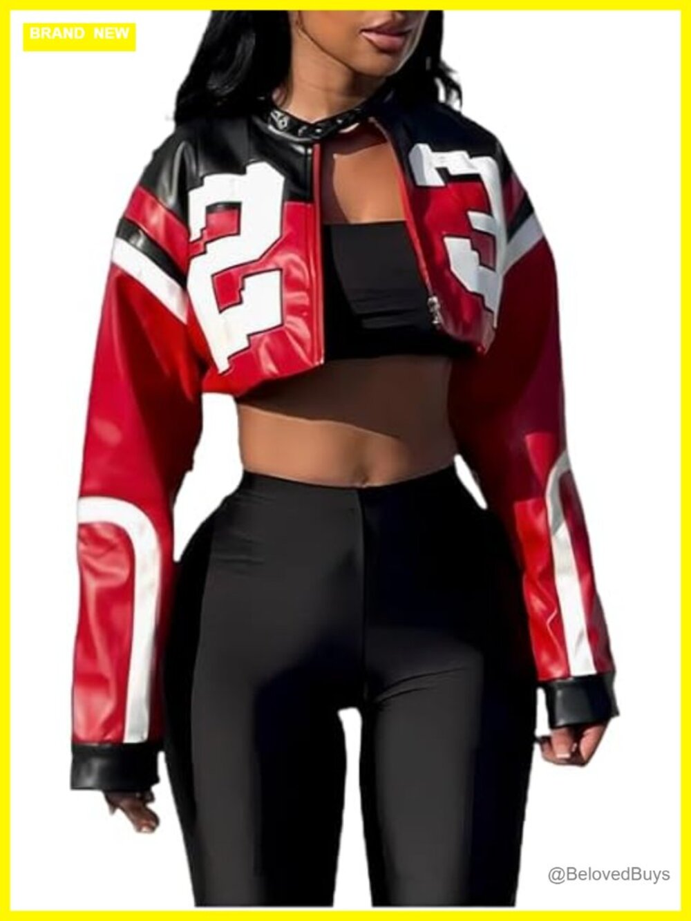Faux Leather Cropped Motorcycle Bomber Jacket Streetwear Y2K